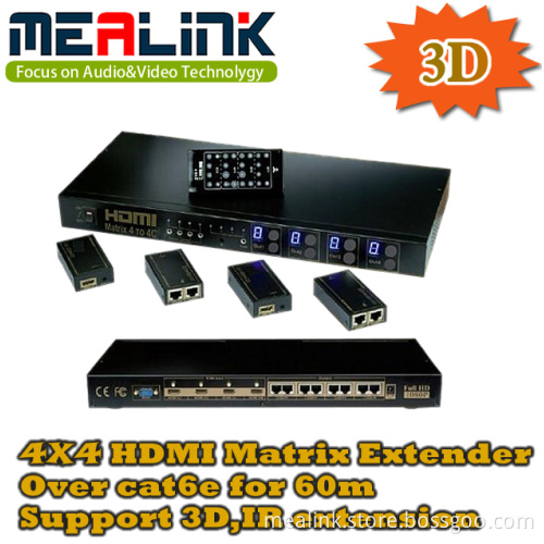 4 to 4 HDMI Matrix Extender Over Cat6e for 60m